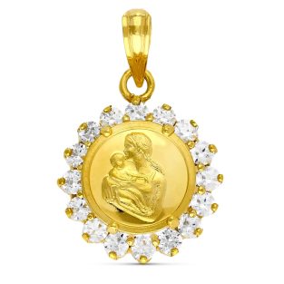 18K COLGANTE ORO AMARILLO MADRE 16 CIRCONITAS 15X15 MM