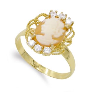 18K SORTIJA ORO AMARILLO CAMAFEO CON CIRCONITAS