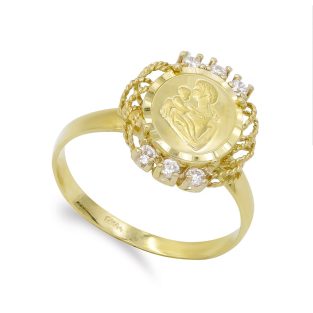 18K SORTIJA MONEDA MADRE CIRCONITAS