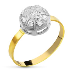 18K SORTIJA CIRCONITAS ORO BLANCO Y ORO AMARILLO