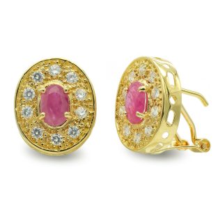 18K PENDIENTES ORO AMARILLO OVAL CON CIRCONITAS