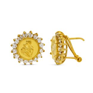 18K PENDIENTES ORO AMARILLO MONEDA MADRE. 14X13 MM