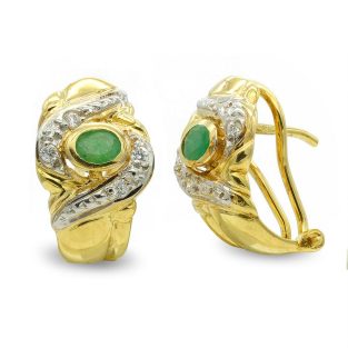 18K PENDIENTES ORO BICOLOR OVAL CIRCONITAS