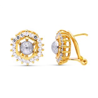 18K PENDIENTES ORO BICOLOR CIRCONITAS 12X11.