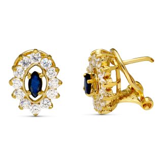 18K PENDIENTES ORO AMARIILO PIÑA CIRCONITAS TOTAL 13X11 MM OMEGA