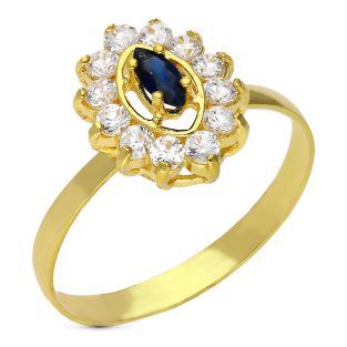 18K SORTIJA ORO AMARIILO PIÑA GRANATE ZAFIRO O ESMERALDA CABEZA 13X11 MM