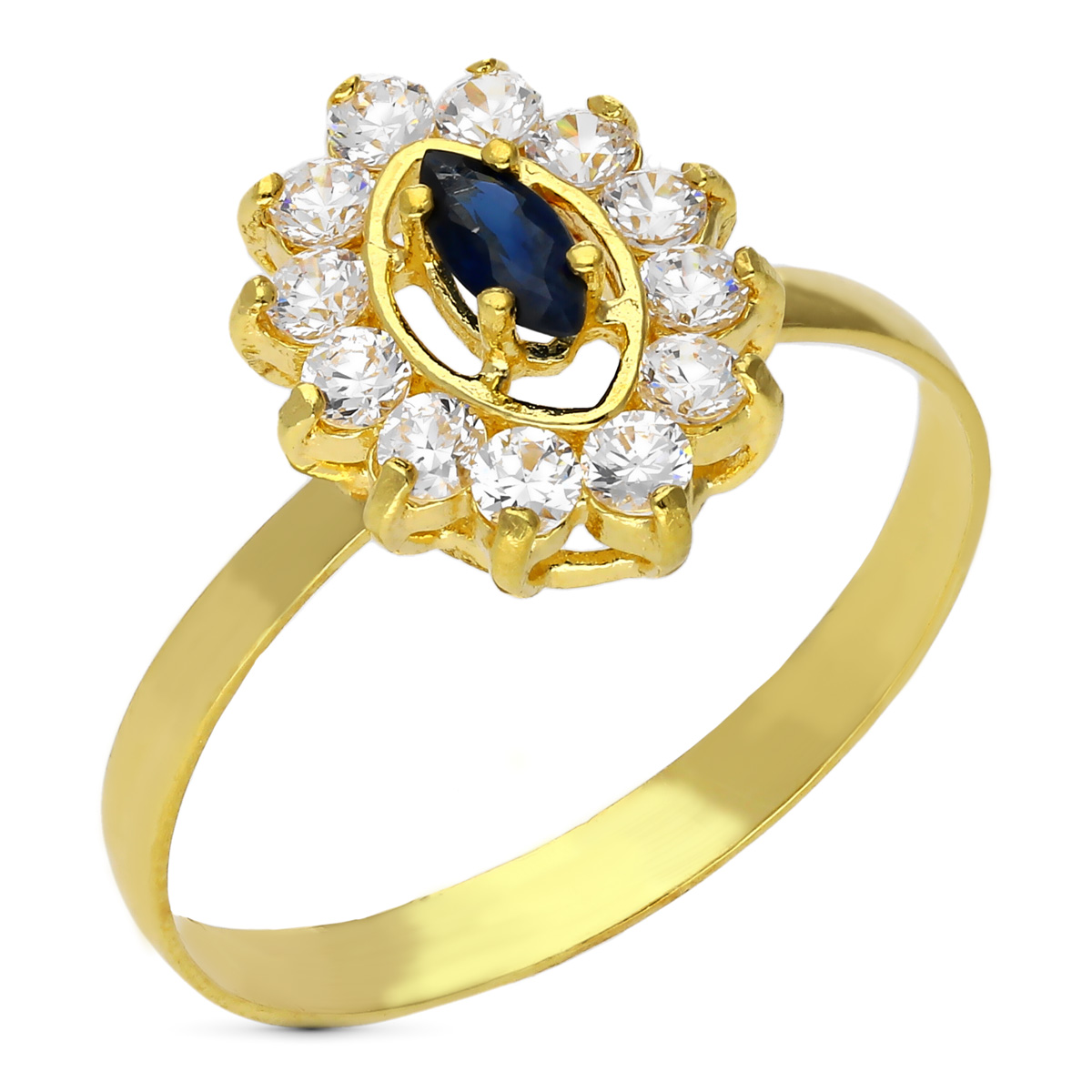 18K SORTIJA ORO AMARIILO PIÑA GRANATE ZAFIRO O ESMERALDA CABEZA 13X11 MM