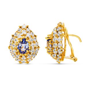 18K PENDIENTES ORO AMARILLO PIEDRA Y CIRCONITAS 20X14
