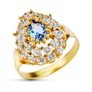 18K SORTIJA ORO AMARILLO PIEDRA Y CIRCONITAS