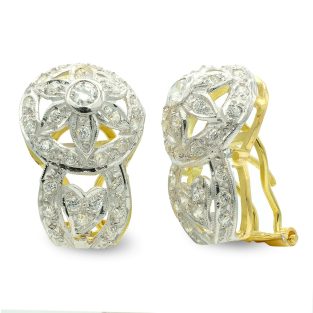 18K PENDIENTES ORO BICOLOR FLOR