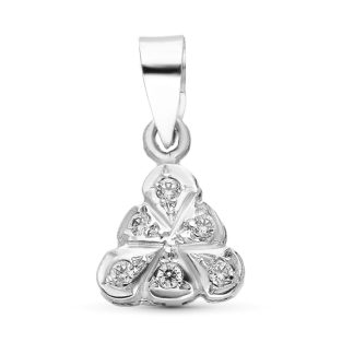 18K COLGANTE ORO BLANCO CIRCONITAS TRIANGULO 9 MM