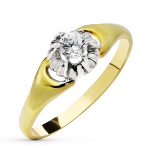 18K SORTIJA ORO BICOLOR CIRCONITA GARRA