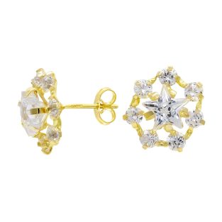 18K PENDIENTES ORO AMARILLO ESTRELLA Y CIRCONITAS