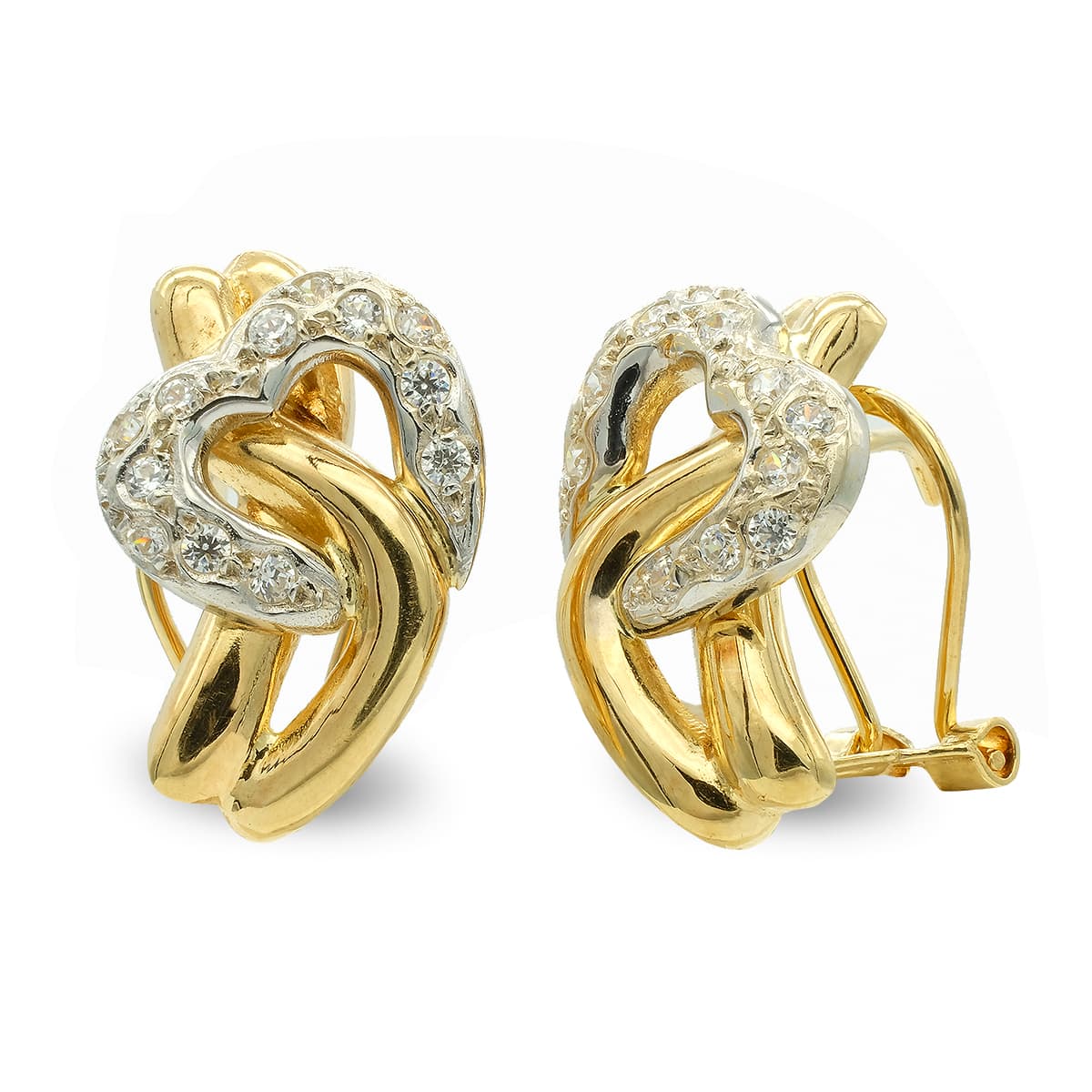 18K PENDIENTES ORO BICOLOR CIRCONITAS