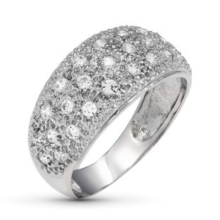 18K SORTIJA ORO BLANCO CIRCONITAS PAVE ANCHO 10 MM