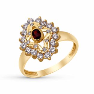 18K SORTIJA ORO AMARILLO CIRCONITAS Y PIEDRA OVAL.