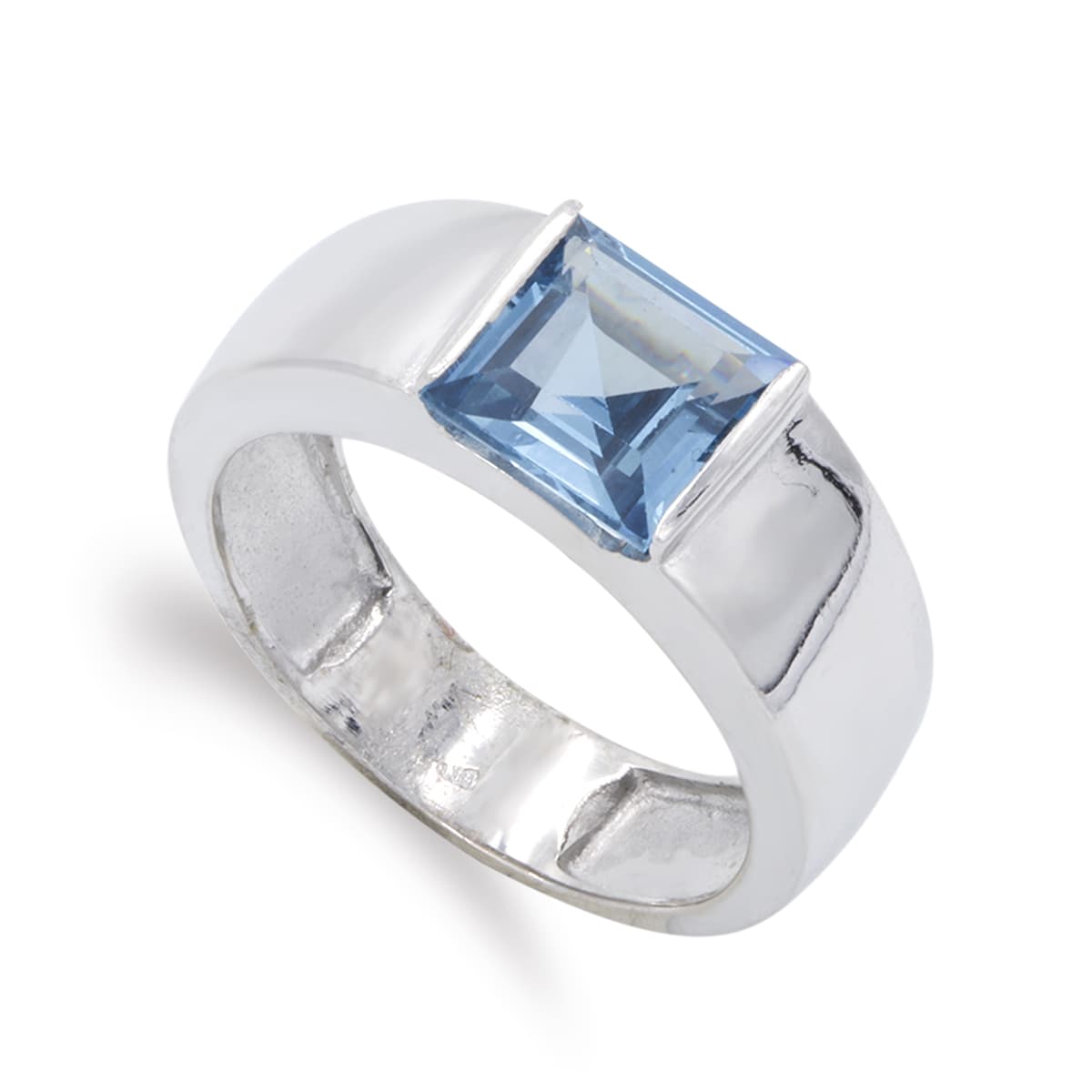 18K SORTIJA ORO BLANCO AGUAMARINA 8 MM