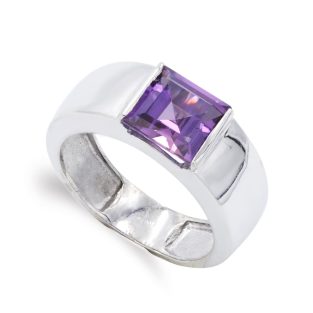 18K SORTIJA ORO BLANCO AMATISTA 8 MM