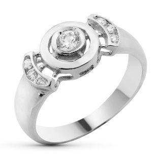 18K SORTIJA ORO BLANCO PIEDRA Y CIRCONITAS 4M M