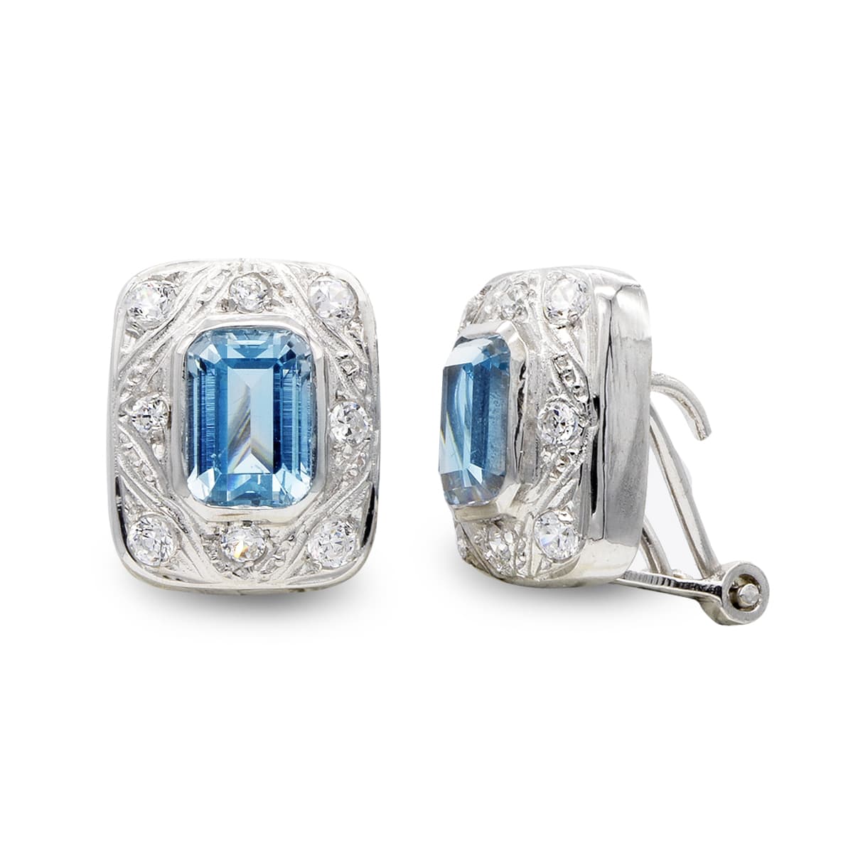 18K PENDIENTES ORO BLANCO Y PIEDRA