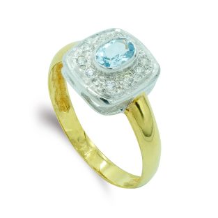 18K SORTIJA ORO BICOLOR PIEDRA