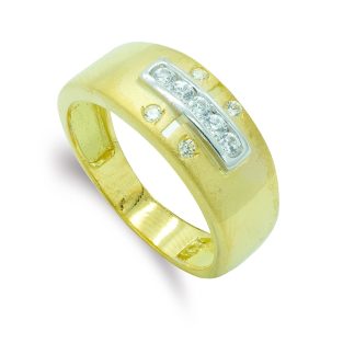 18K SORTIJA ORO BICOLOR 9C MATE Y BRILLO CIRCONITAS