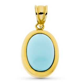 18K COLGANTE ORO AMARILLO TURQUESA OVAL. 21X14 MM