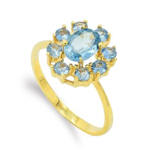 18K SORTIJA ORO AMARILLO AGUAMARINA 7X5 MM