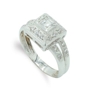 18K SORTIJA ORO BLANCO PIEDRA CUADRADA