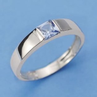 18K SORTIJA ORO BLANCO PIEDRA CUADRADA