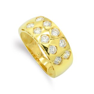 18K SORTIJA ORO AMARILLO CIRCONITAS ANCHO 8 MM