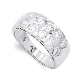 18K SORTIJA ORO BLANCO CIRCONITAS ANCHO 8 MM