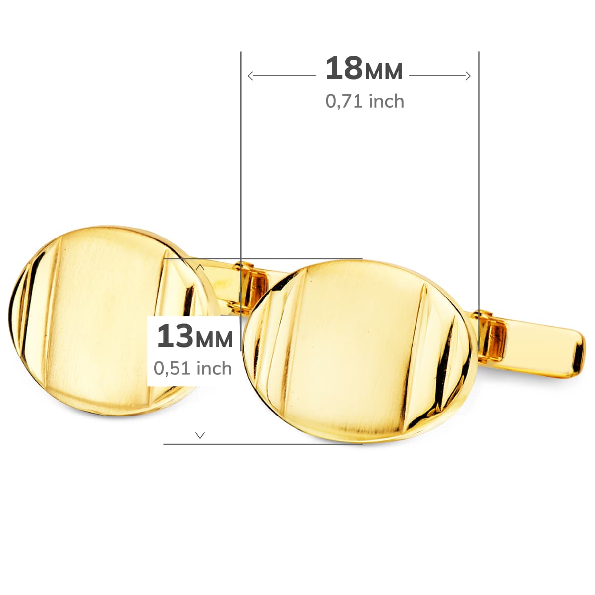 18K GEMELOS ORO AMARILLO OVAL MATE Y BRILLO 18X13 MM CIERRE RIGIDO OSCILANTE - Imagen 3