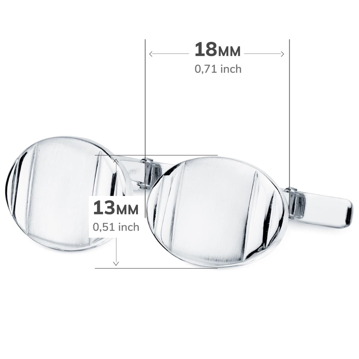 18K GEMELOS ORO BLANCO OVAL MATE Y BRILLO 18X13 MM CIERRE RIGIDO OSCILANTE - Imagen 3