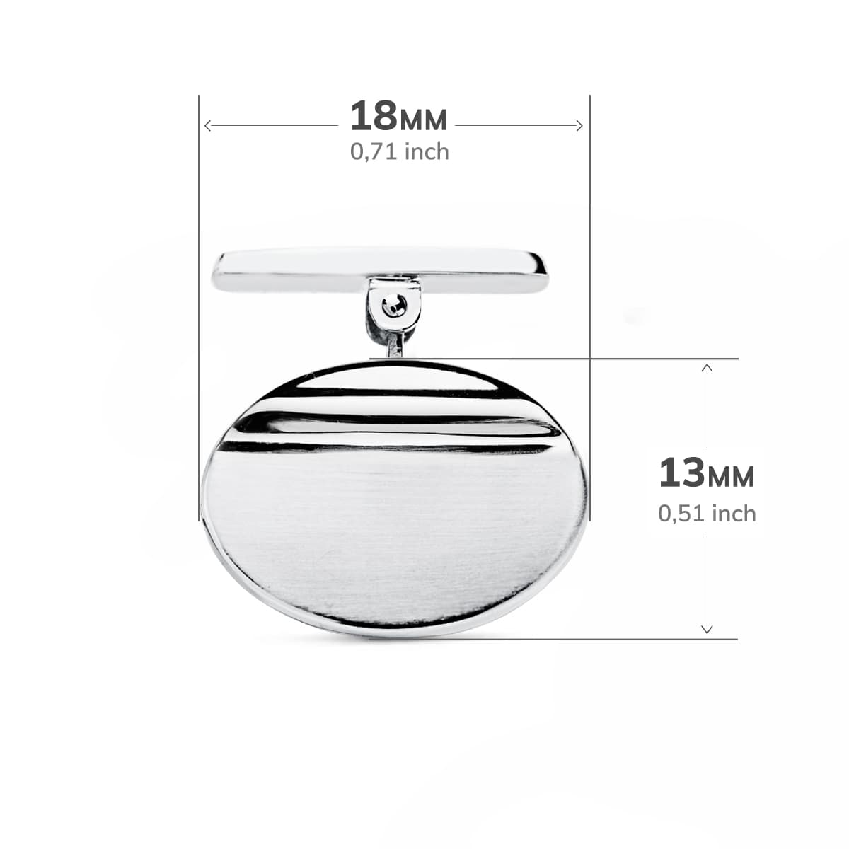 18K GEMELOS ORO BLANCO OVAL MATE Y BRILLO 18X13 MM CIERRE RIGIDO OSCILANTE - Imagen 3