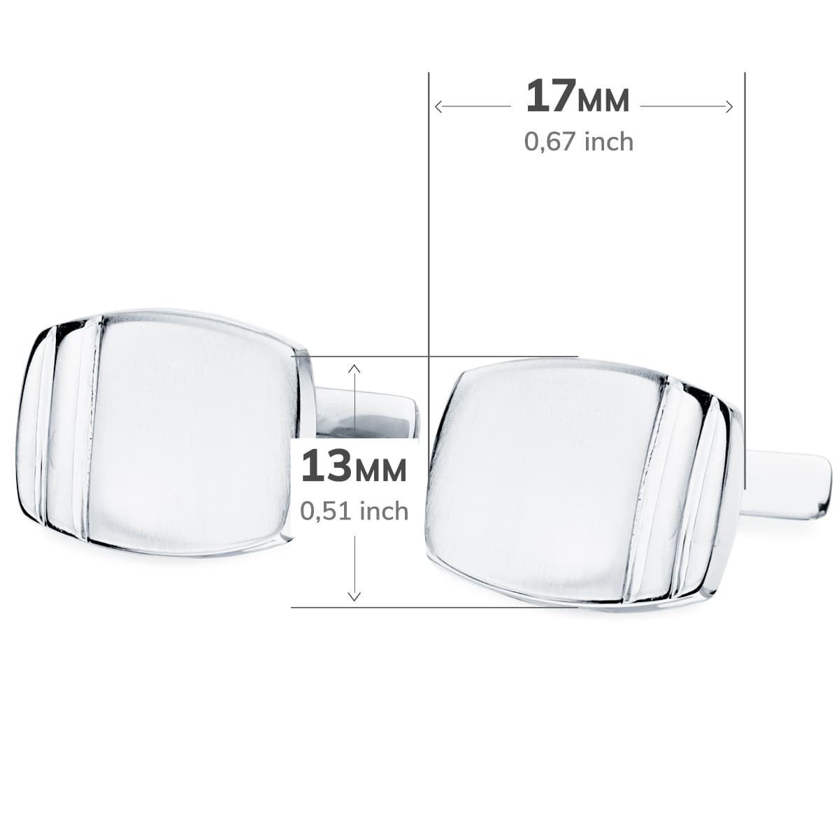 18K GEMELOS ORO BLANCO TONEL MATE Y BRILLO 17X13 MM CIERRE RIGIDO OCSILANTE - Imagen 2