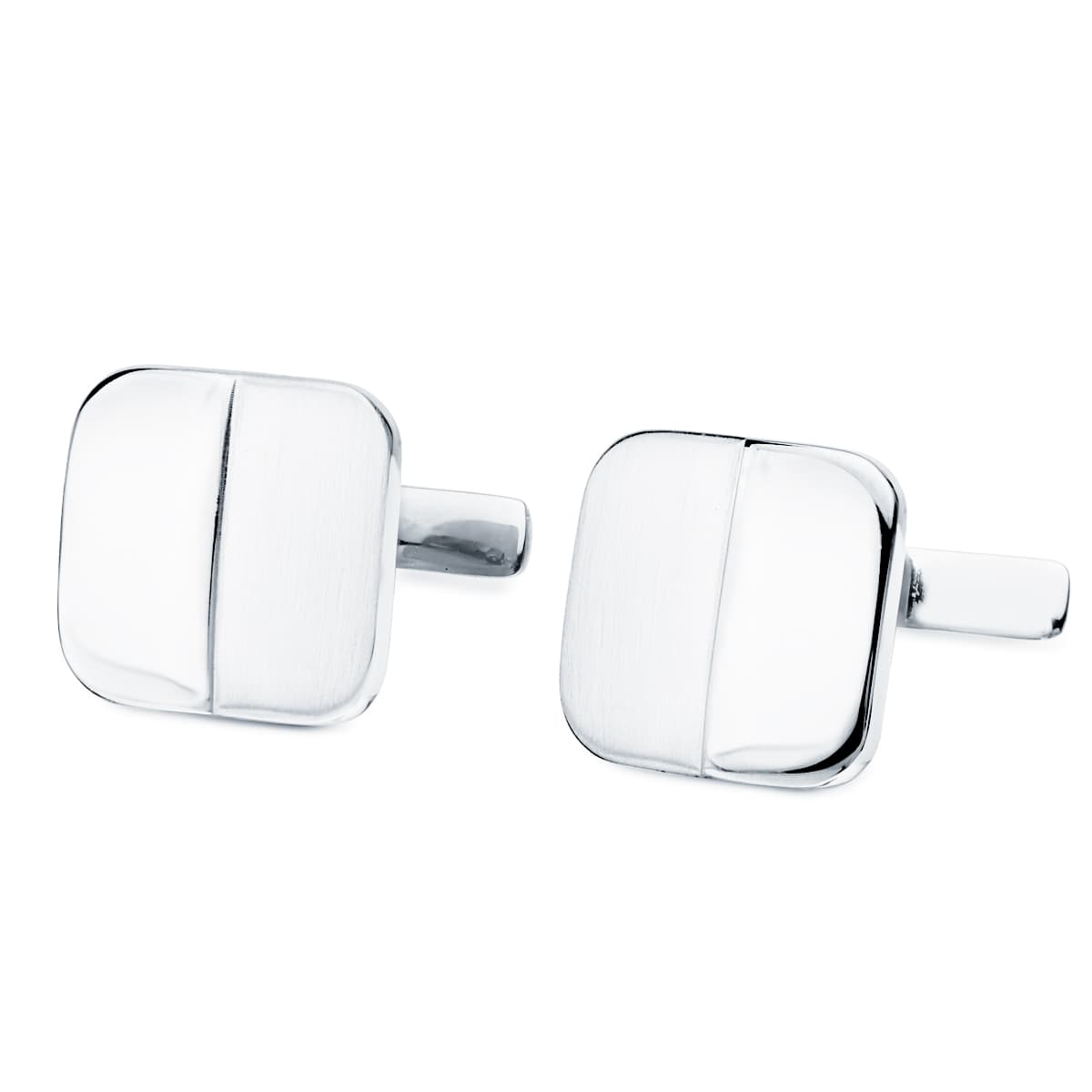 GEMELOS ORO BLANCO CUADRADOS MATE Y BRILLO 14X14 MM CIERRE RIGIDO OSCILANTE