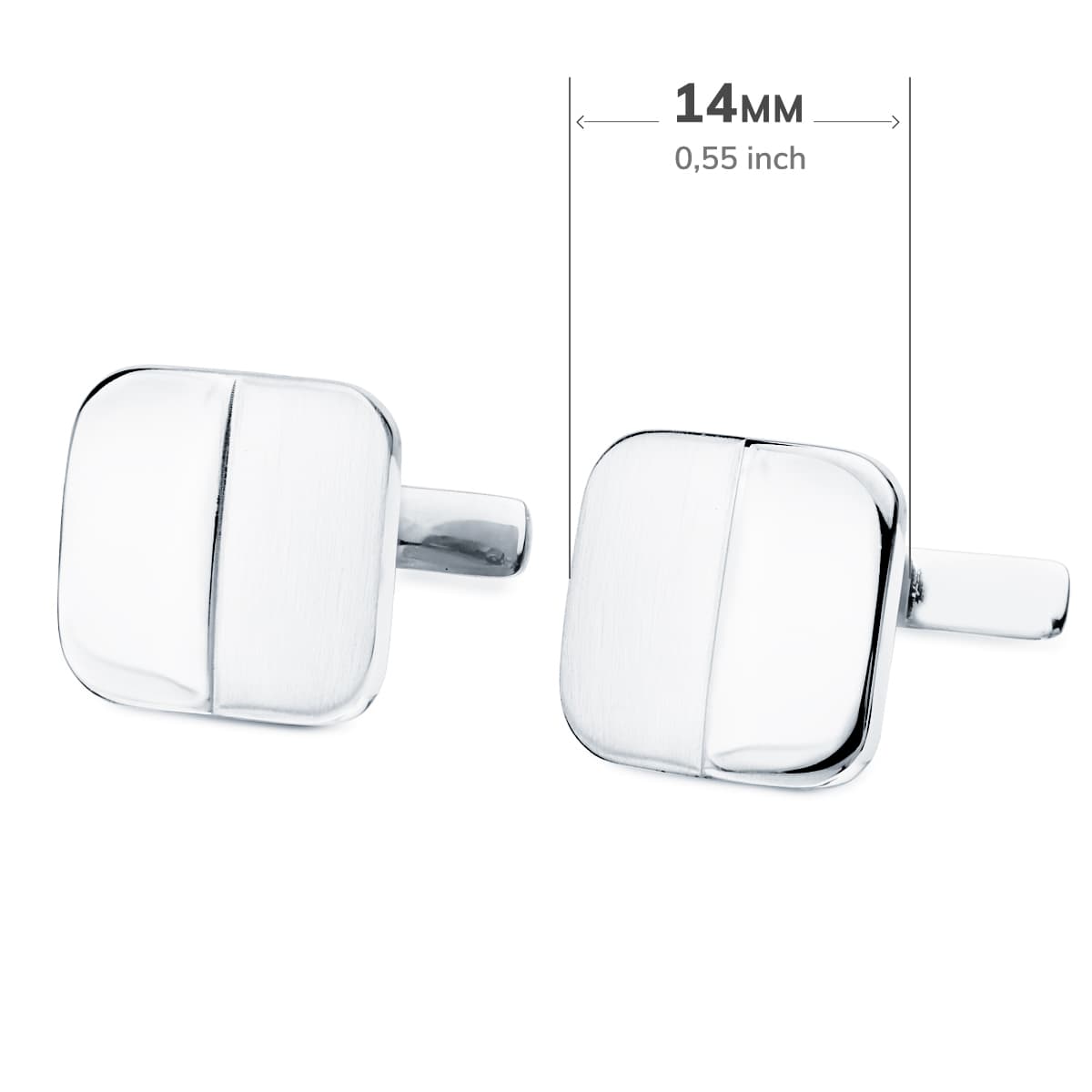 GEMELOS ORO BLANCO CUADRADOS MATE Y BRILLO 14X14 MM CIERRE RIGIDO OSCILANTE - Imagen 2