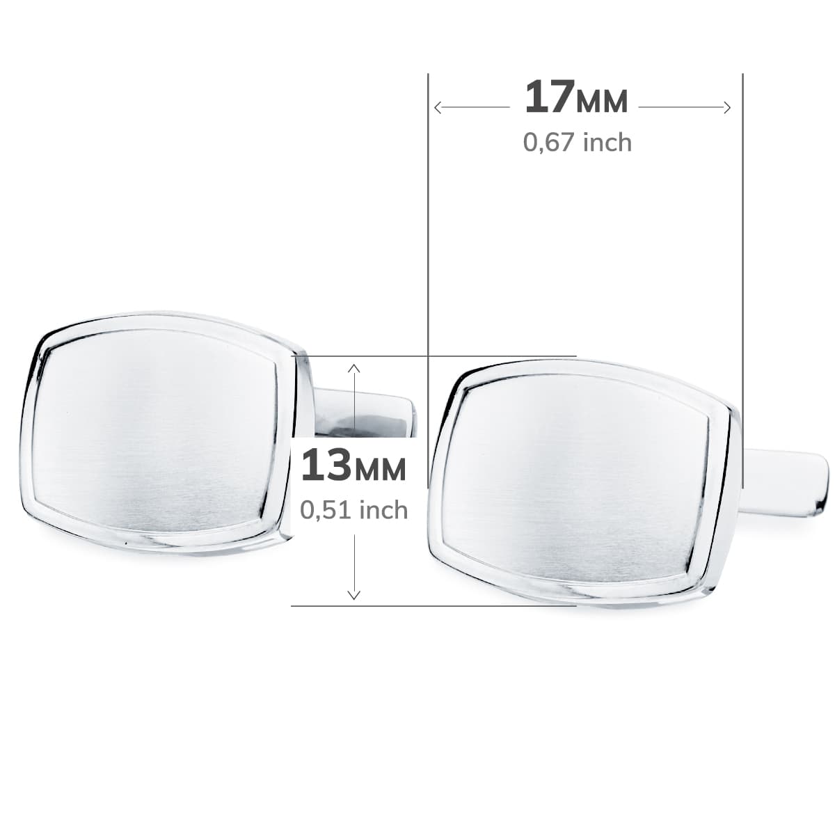 18K GEMELOS ESTAMPACION ORO BLANCO TONEL 17X13 MM CIERRE RIGIDO OSCILANTE - Imagen 2