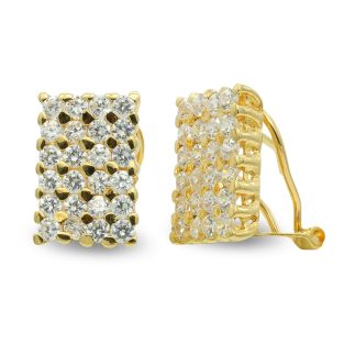 18K PENDIENTES ORO AMARILLO RECTANGULARES CON CIRCONITAS