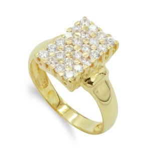 18K SORTIJA ORO AMARILLO RECTANGULAR CON CIRCONITAS