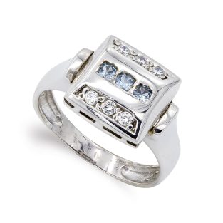 18K SORTIJA ORO BLANCO Y CIRCONITAS