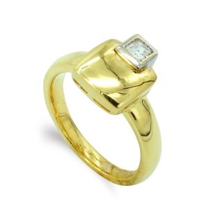 18K SORTIJA ORO BICOLOR CUADRADA CON CIRCONITAJ
