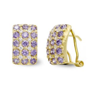 18K PENDIENTES ORO AMARILLO 30 PIEDRAS AMATISTA 16 CIRCONITAS