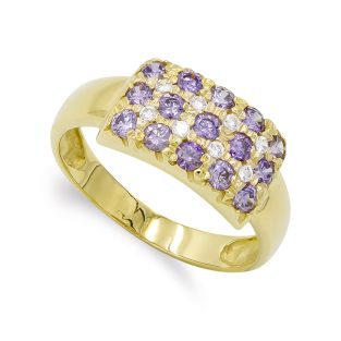 18K SORTIJA ORO AMARILLO 15 PIEDRAS AMATISTA 8 CIRCONITAS