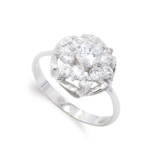 18K SORTIJA ORO BLANCO CUAJO CIRCONITAS Y RAMAS.