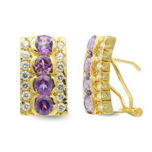 18K PENDIENTES ORO AMARILLO CIRCONITAS 16X10 MM