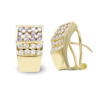 18K PENDIENTES ORO AMARILLO CIRCONITAS AMATISTAS Y BLANCAS