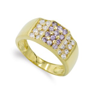 18K SORTIJA ORO AMARILLO CIRCONITAS AMATISTAS Y BLANCAS