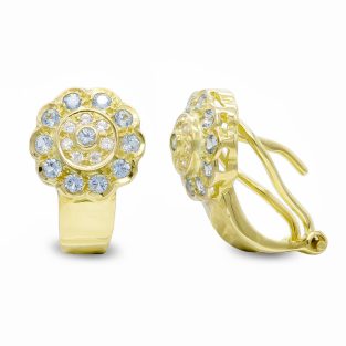 18K PENDIENTES ORO AMARILLO PIEDRAS AGUAMARINA Y CIRCONITAS